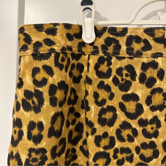 Lauren Ralph Lauren Leopard Print Button Front Skirt Linen Blend Size 14 Women’s - Picture 8 of 10